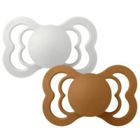 Suzetă BIBS 260358 Set 2 suzete simetrice din silicon Supreme Haze/Caramel (6-18 luni)
