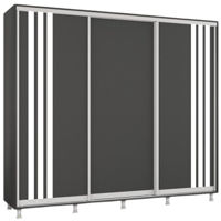 Dulap Mobildor-Lux Aron uși glisante din PAL cu lamele (250x60x240H cm) Anthracite