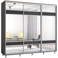 Dulap Mobildor-Lux Aron uși glisante din PAL cu oglindă zebra (260x60x240H cm) Anthracite