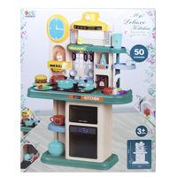 Игрушечная кухня и посуда New World 16865C Bucatarie cu aragaz si chiuveta, cu lumina si sunet, culoare turcoaz, cod 612026