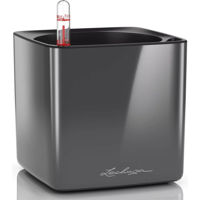 Ghiveci pentru flori Lechuza Cube Glossy 16, Charcoal