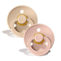 Suzete din latex rotunde BIBS Colour (0-6 luni) Vanilla & Blush - 2 buc