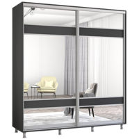 Dulap Mobildor-Lux Aron-S uși glisante din PAL cu oglindă zebra (190x60x200H cm) Anthracite