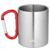 Посуда походная Nils NC17110 CAMP 300ml din inox cu carabină, roșie