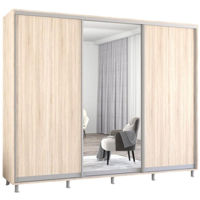 Dulap Mobildor-Lux Aron uși glisante din oglindă și PAL (260x60x200H cm) Sonoma