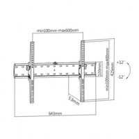 Wall Mount  Gembird "WM-70T-02" Black 32"-70", 40kg, VESA:up 600x400, Wall dist: 40mm, +12° ~ -12°