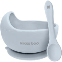 Seturi pentru hrănire bebelușilor Kikka Boo 31302040116 Castron cu lingura din silicon Yummy Blue