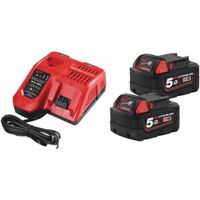 Зарядные устройства и аккумуляторы Milwaukee 4933459217 M18NRG-502 Set de acumulator Li-on 18V 5.0 Ah x 2 si incarcator