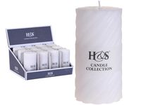 Свеча пеньковая ребристая H&S 14X6.8cm, белая