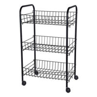 Этажерка Excellent Houseware 48409 3 niveluri 40x26x62 cm, cu roti, negru