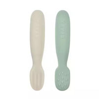 Seturi pentru hrănire bebelușilor Beaba B913578 Set 2 linguri silicon Sage Green/Velvet Grey