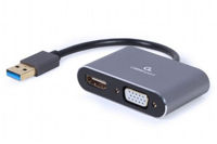 Adapter USB 3.0 male to HDMI & VGA sockets, HDMI 4K (30Hz) Cablexpert "A-USB3-HDMIVGA-01"