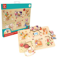 Головоломка Hape E1655 Puzzle Deșteptel Curtea Fermierului, 13 piese cu mânere