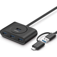 USB Hub Ugreen 40850 HUB 4in1 Type-C 3.0 to 4*USB-A 3.0, USB-C OTG Function, Black