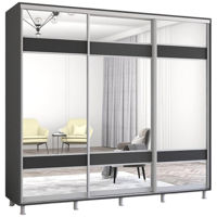 Dulap Mobildor-Lux Aron uși glisante din PAL cu oglindă zebra (270x60x200H cm) Anthracite