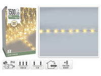 Luminite de Craciun "Fir" 1500LED alb-cald, 45m cablu transparent, 8reg