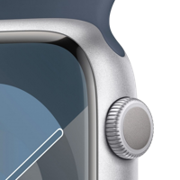 Apple Watch Series 9 GPS, 41mm Silver Aluminium Case with Storm Blue Sport Band - S/M,Model MR903