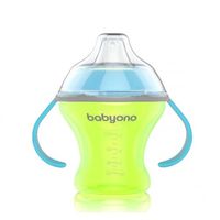 Cana-anticurgere Babyono cu adaptor din silicon 180 ml (6+ luni) verde