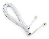 Telephone handset spiral cord, RJ10 (4P4C), 2 m, white, TC4P4CS-2M-W