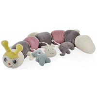 Бортик для кроватки BabyJem 675 BABYJEM Protectie laterala multifunctionala cu jucarii din plus Caterpilar Roz