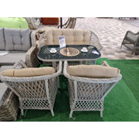 Mobilier pentru grădină SunYard Set Orkide dublu 111 alb-suriu (perne - sure)
