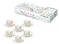 Set cani cafea Tognana Wiki 6buc cu farfurioare, portelan