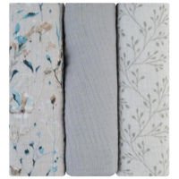 Аксессуар для пеленания Kikka Boo 31103010111 Pelinci de muselina Dreamy Fields Grey, 75x75cm, 3buc