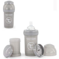 Поильник U-Grow 78254 Biberon Anti-Colici, Gri Pastel, 180ml, 0+ luni