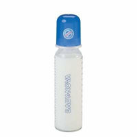 "Baby-Nova" Стеклянная бутылочка со стандартным горлышком, 240 мл, 0-24 мес, средний поток, 1 шт. (44105)