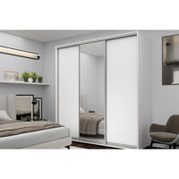 Шкаф Nex Home Dulap cu uși glisante, 220x60x220cm, 1xOglinda + 2xPAL, Alb