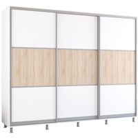 Dulap Mobildor-Lux Aron uși glisante din PAL orizontal (270x60x210H cm) Alb Brilliant