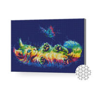 Картина по номерам Art Gallery XQB74389 Mozaic cu diamante 30x40cm Motanas si fluture neon