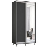 Dulap Mobildor-Lux Aron-P 1.0m-1.8m uși glisante din oglindă și PAL (100x60x200H cm) Anthracite