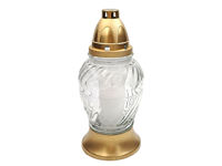 Candelă sticlă cu capac 24.5cm 28ore, albă
