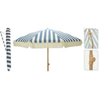 Зонт садовый Promstore 55440 Umbrela de soare, D183cm, 8 spite arcuite, franjuri, dungi albastre, UPF 30+