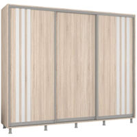 Dulap Mobildor-Lux Aron uși glisante din PAL cu lamele (260x60x200H cm) Sonoma