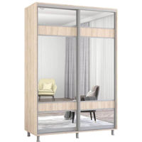 Dulap Mobildor-Lux Aron-S 1.0m-1.8m uși glisante din PAL cu oglindă zebra (160x60x240H cm) Sonoma