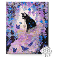 Картина по номерам Art Gallery GA87139 Mozaic cu diamante 40x50cm Motanul negru si fluturii