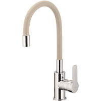 Смеситель кухонный kfa armatura Rumba высокий гибкий 180 бежевый-хром