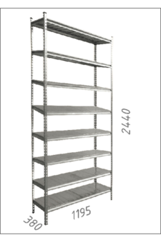 cumpără Raft metalic galvanizat Gama Box 1195Wx380Dx2440H mm, 8 poliţe/MB în Chișinău 