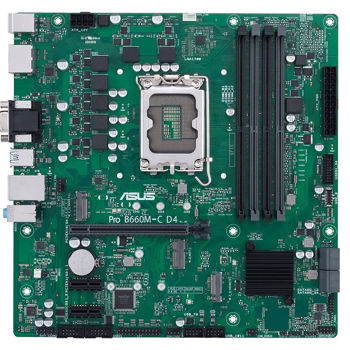Материнская плата ASUS PRO B660M-C D4-CSM Intel B660, LGA1700, Dual DDR4 4600MHz, PCIe 4.0 x16, D-Sub/2xDisplay Port/HDMI, USB3.2, SATA RAID, 2 x M.2 slots PCIe 4.0 x4, Intel Optane, SB 8-Ch., GigabitLAN