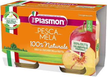 Plasmon пюре из яблок с персиком (6+ мес) 2 x 104 г 