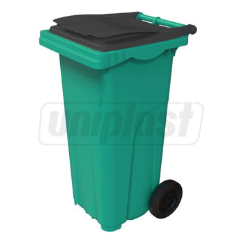 купить Бак мусорный 120 л (HDPE) на колесах (бирюзовый с черной крышкой)  UNIPLAST TR в Кишинёве 