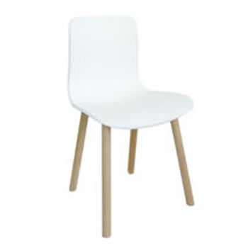купить Пластиковый стул с деревянными ножками, белый в Кишинёве 