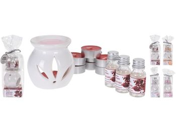 Set de aromaterapie (lampa/8 luminari/3 arome in sticla/4 arome in pachet) 