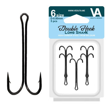 Cârlige duble VEDUTA «Double Hook Long Shank» - N'6 