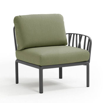 Кресло модуль правый / левый с подушками Nardi KOMODO ELEMENTO TERMINALE DX/SX ANTRACITE-giungla Sunbrella 40372.02.140