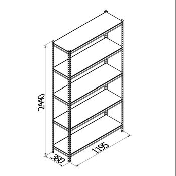 cumpără Raft metalic galvanizat Gama Box 1195Wx380Dx2440H mm, 5 poliţe/0164PE antracit în Chișinău 