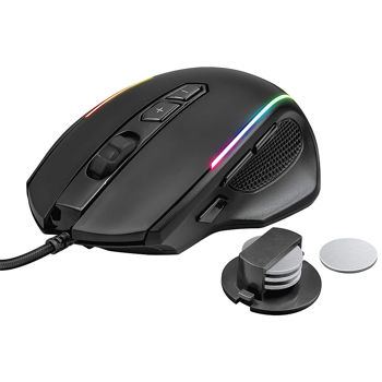 Mouse Gaming Trust Gaming GXT 165 Celox RGB Mouse, 200 - 10000 dpi, 8 Programmable button, RGB lighting, Adjustable weight, 1,8 m USB, Black