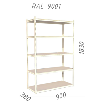 купить Стеллаж металлический Gama Box 900x380x1830 мм, 5 полок, бежевый в Кишинёве 